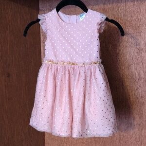 Pink Polka Dot Dress with Gold Accents